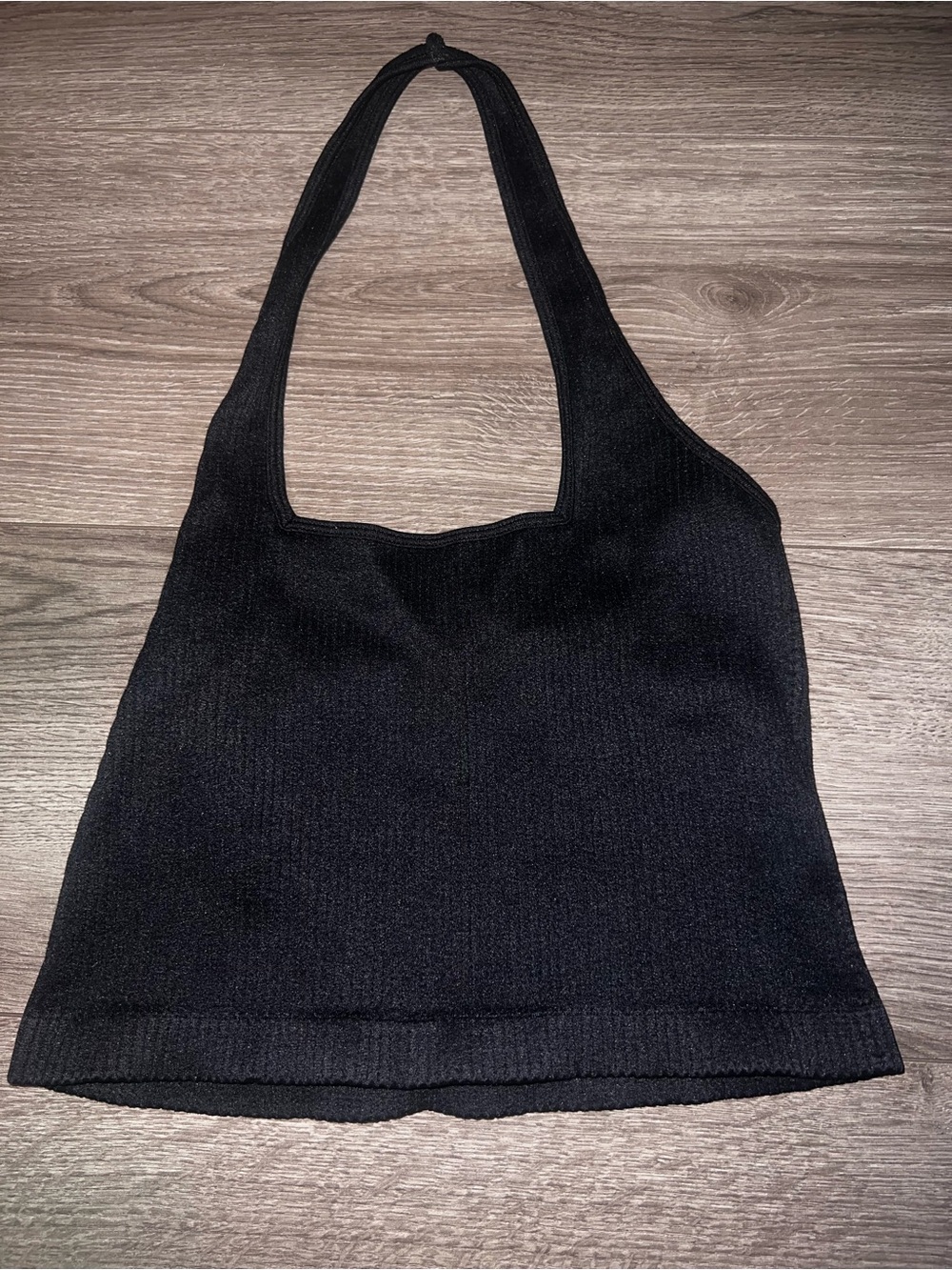 Black Ribbed Halter Knit Crop Top